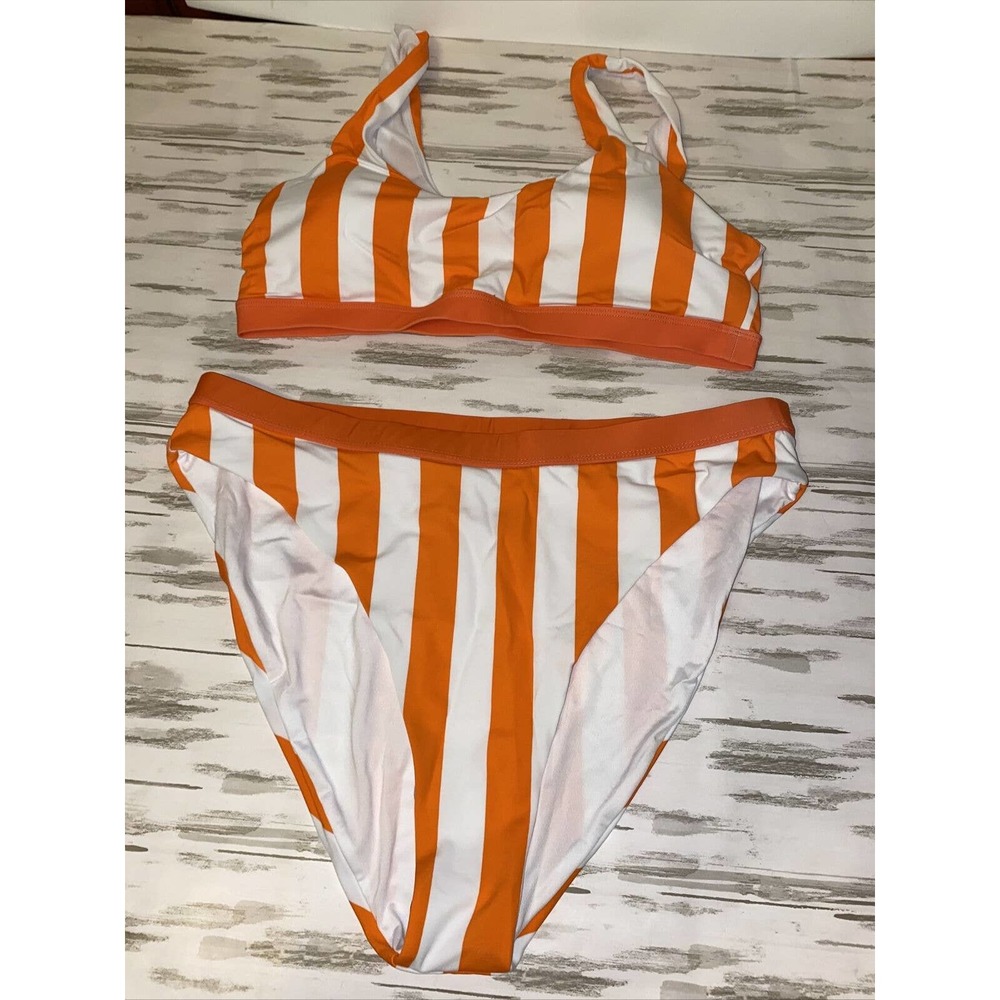 Orange/White Striped Swimsuit L/XL
